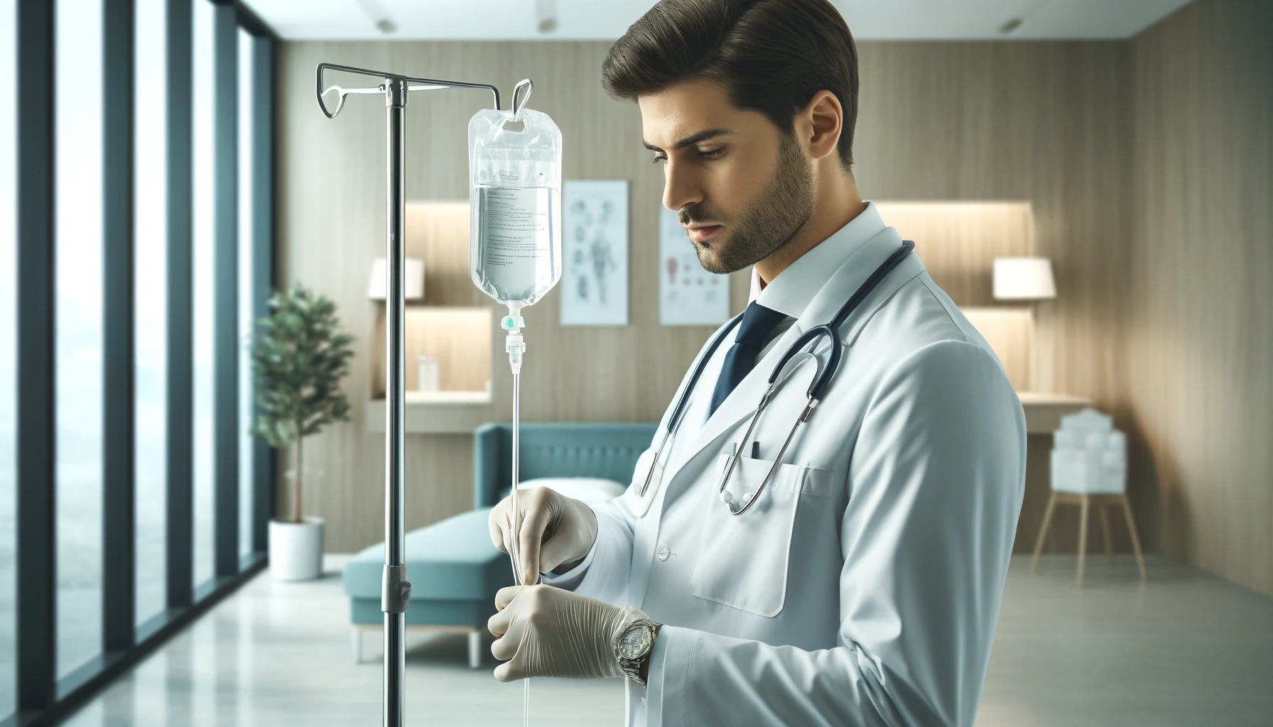 doctor-in-a-modern-clinic-setting-preparing-a-medical-drip-for-a-patient. NAD therapy