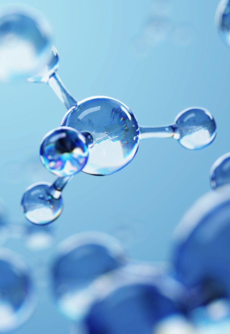 3d illustration of molecule model. Science background with molecules and atoms