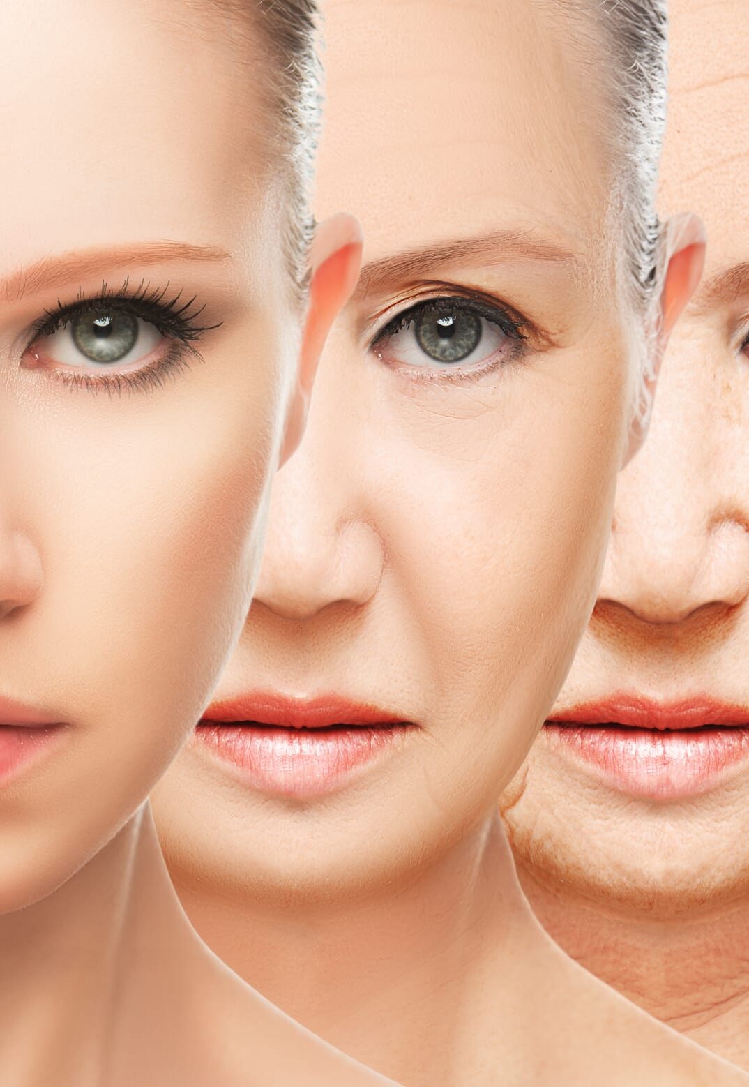 beauty concept skin aging. anti-aging procedures, rejuvenation, lifting, tightening of facial skin, restoration of youthful skin anti-wrinkle